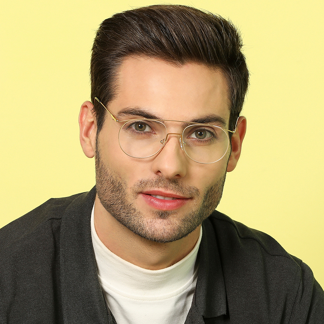 Vincent Chase Online Gold Half Rim Aviator left side