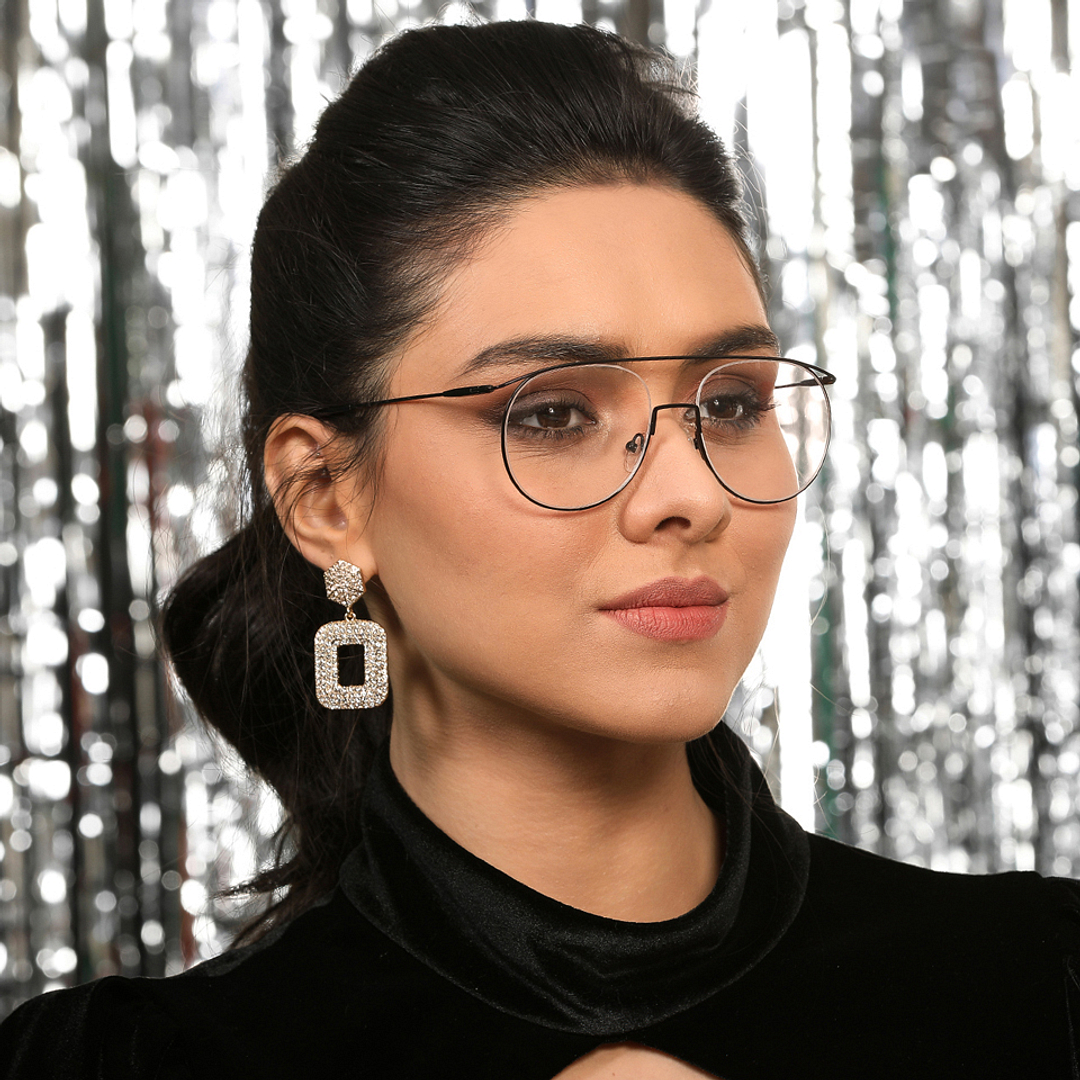 Vincent Chase Online Black Half Rim Aviator left side