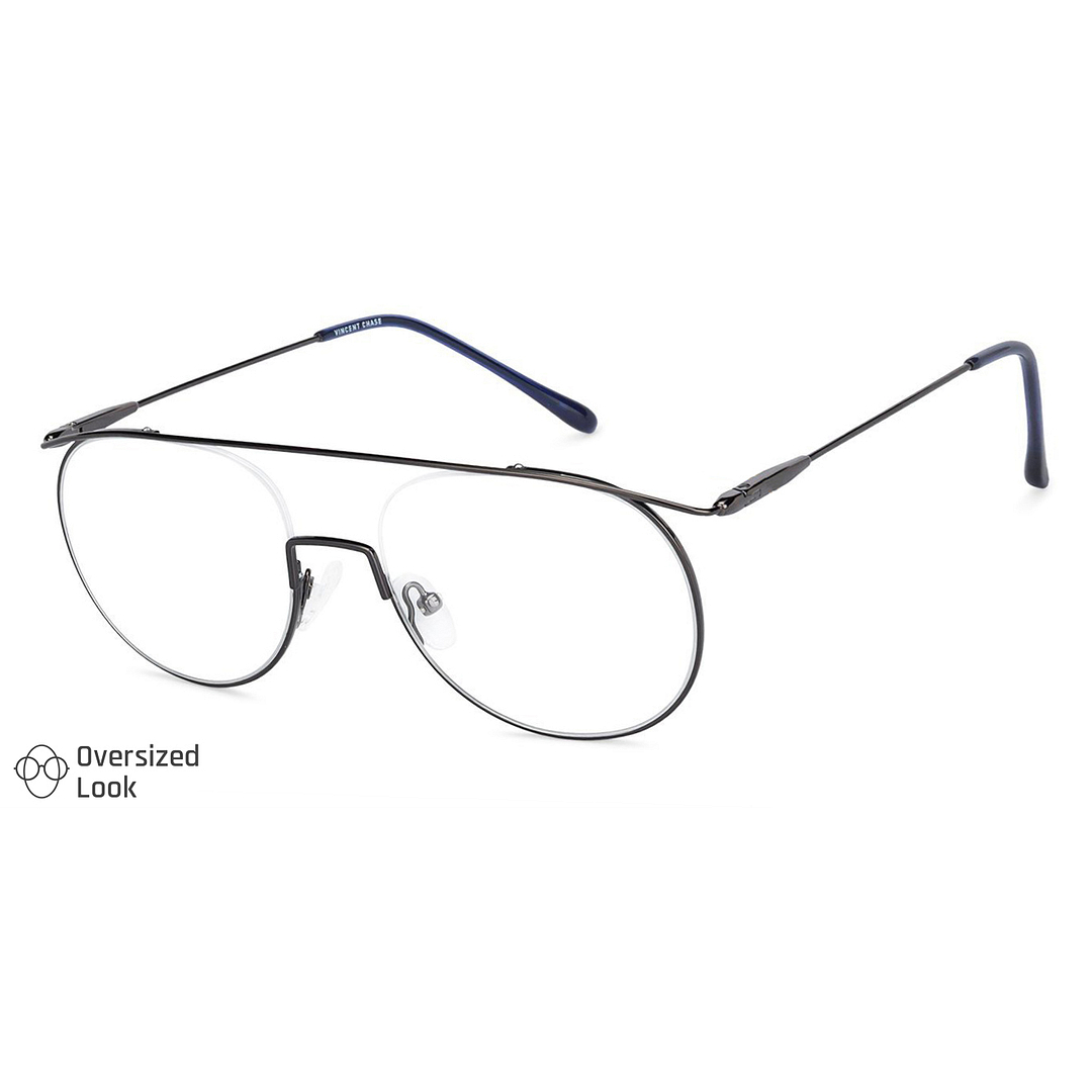 Vincent Chase Online Black Half Rim Aviator left side