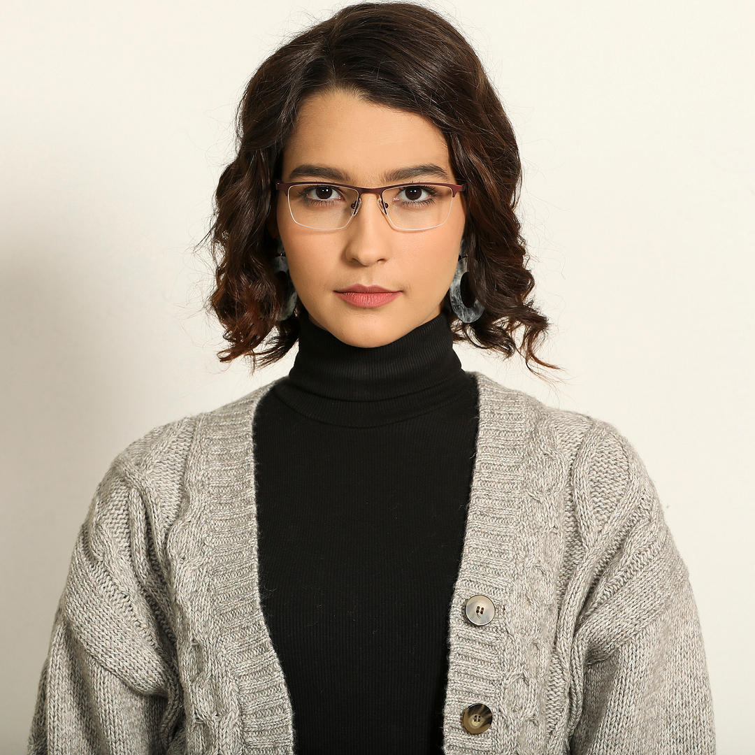 Lenskart Air Online Light Brown Half Rim Rectangle right side