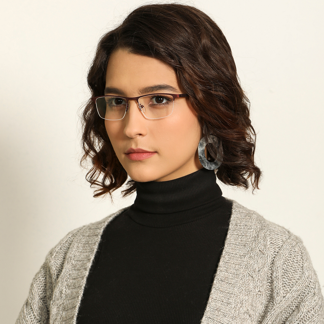 Lenskart Air Online Light Brown Half Rim Rectangle left side