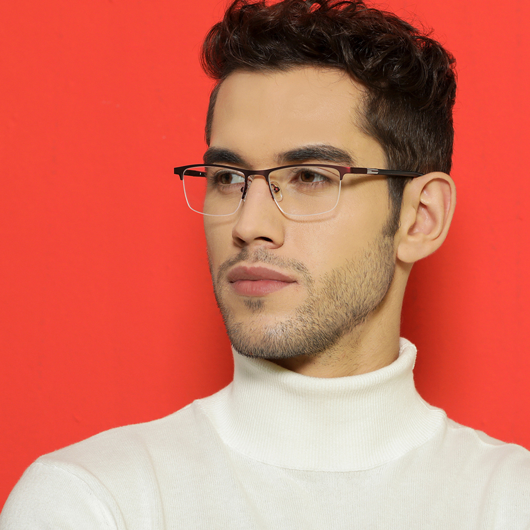 Lenskart Air Online Light Brown Half Rim Rectangle left side