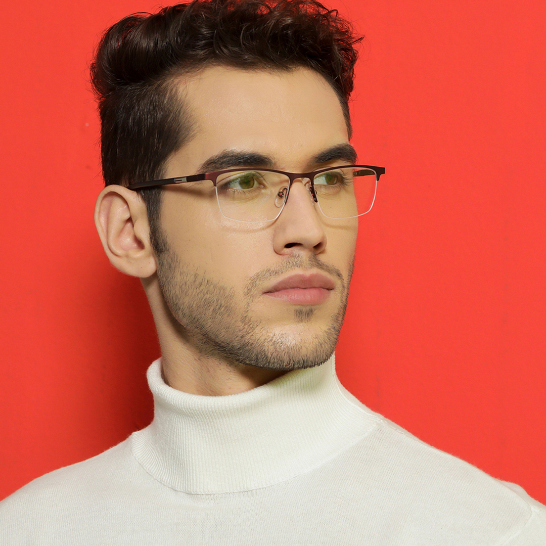 Lenskart Air Online Light Brown Half Rim Rectangle left side