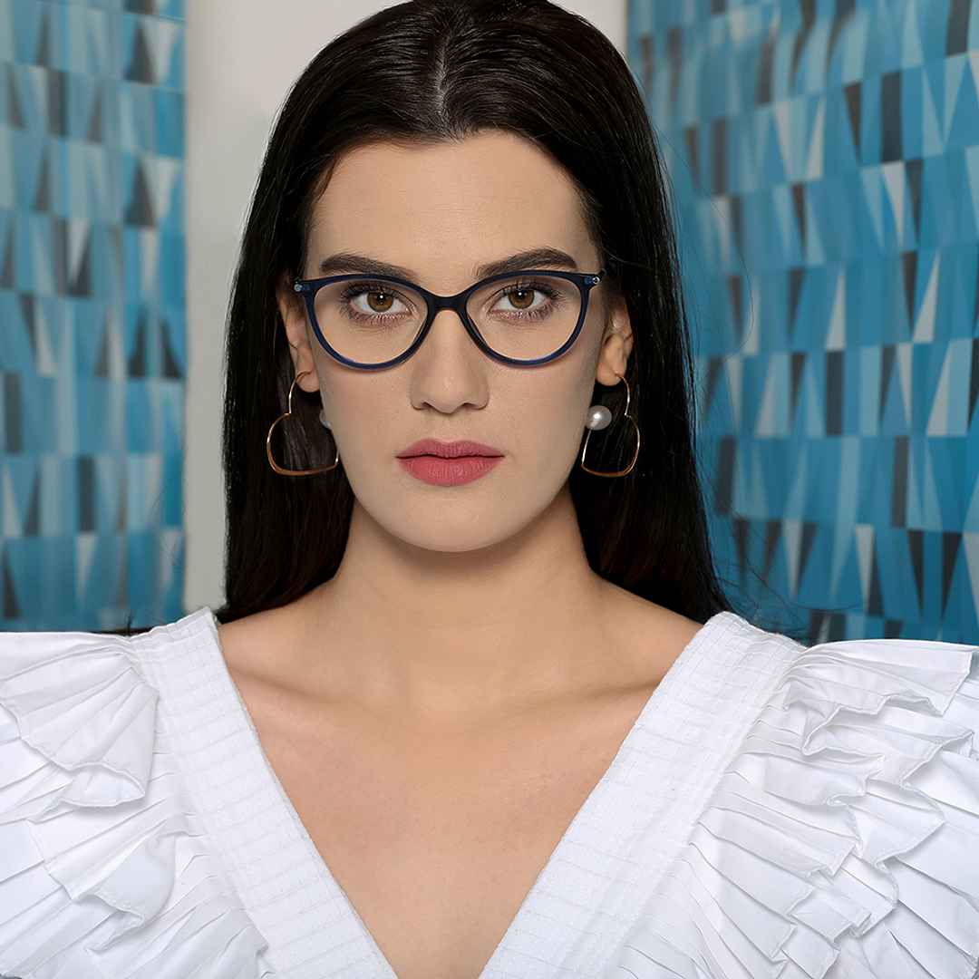 Lenskart Air Online Sky Blue Full Rim Cat Eye left side