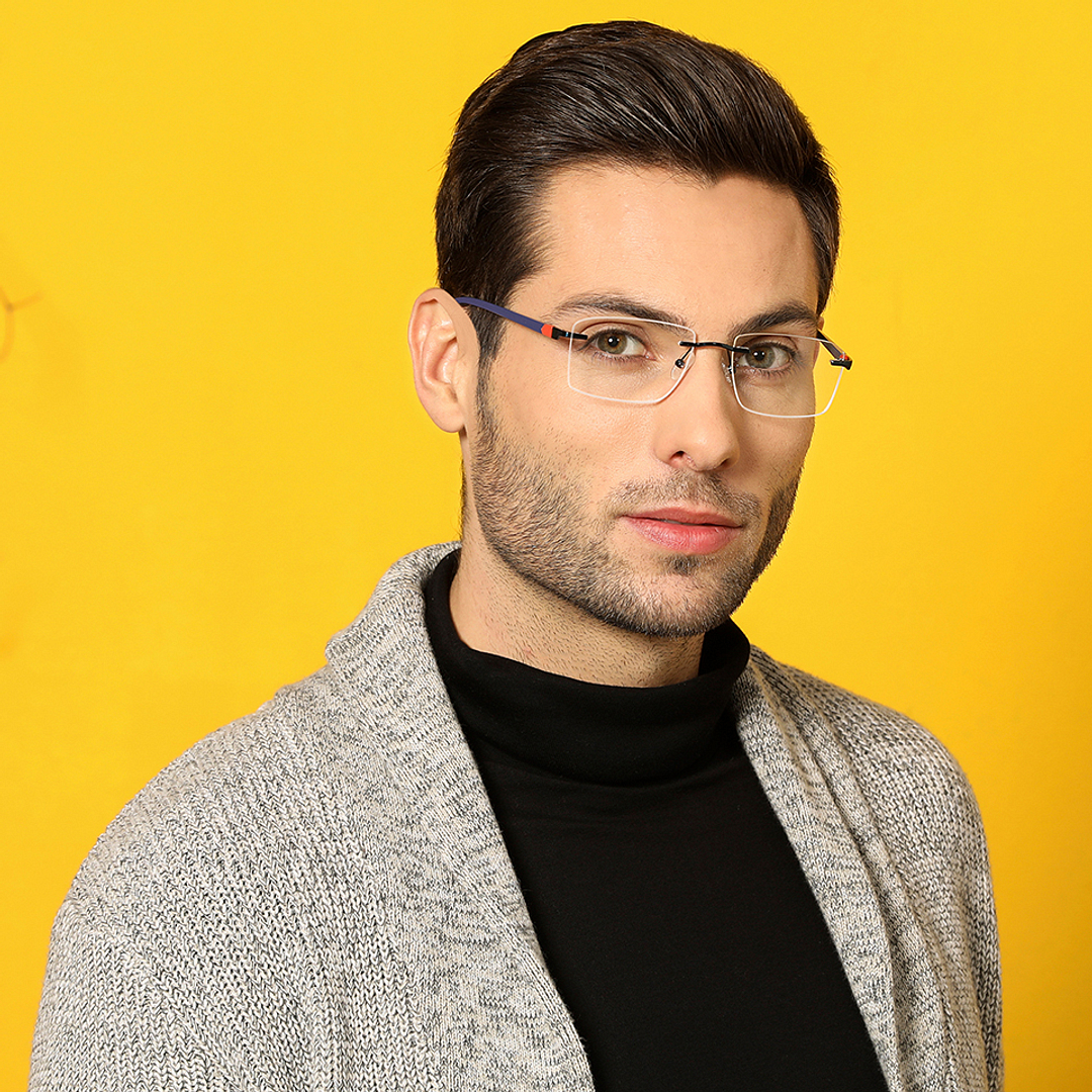 Lenskart Air Online Sky Blue Rimless Square right side