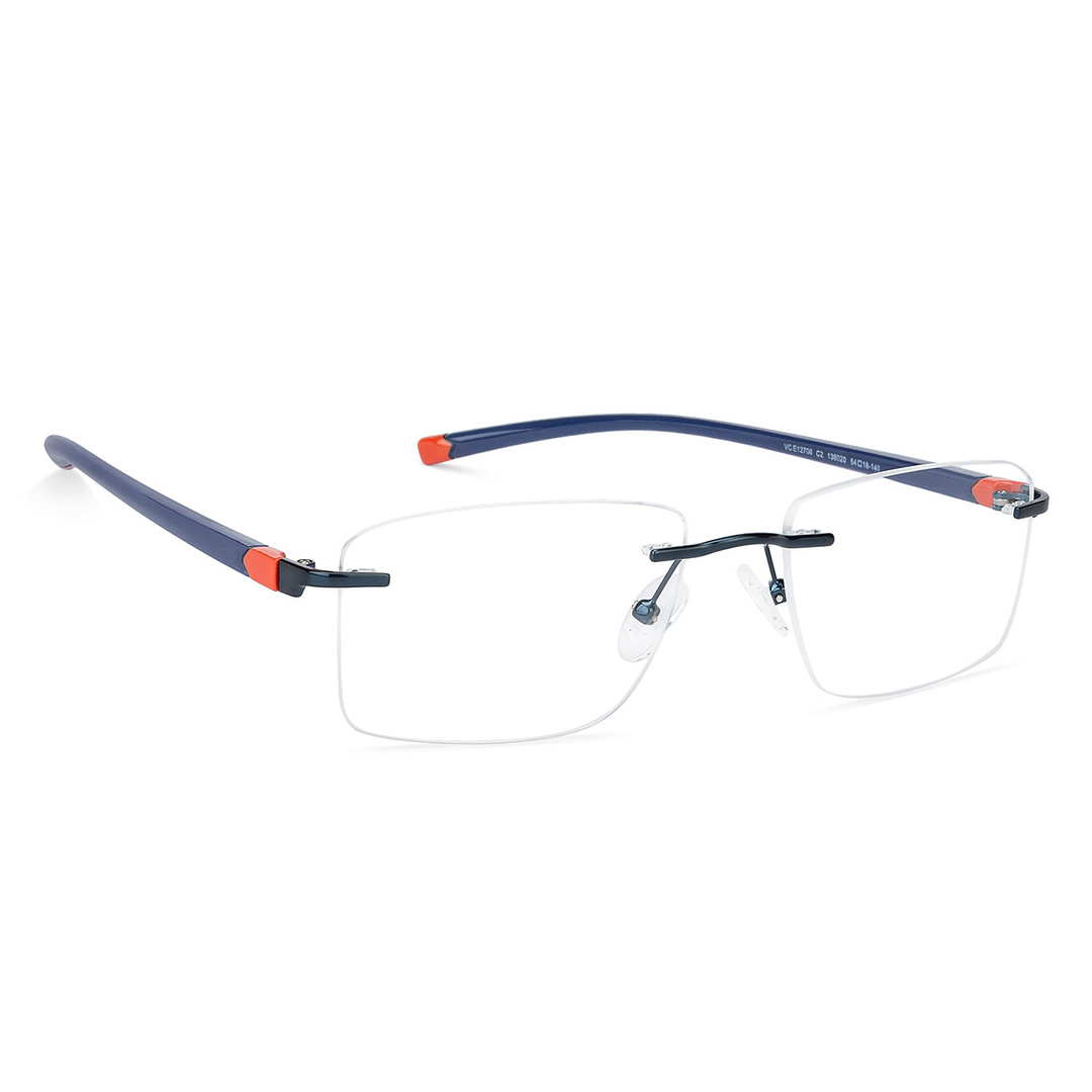 Lenskart Air Online Sky Blue Rimless Square left side