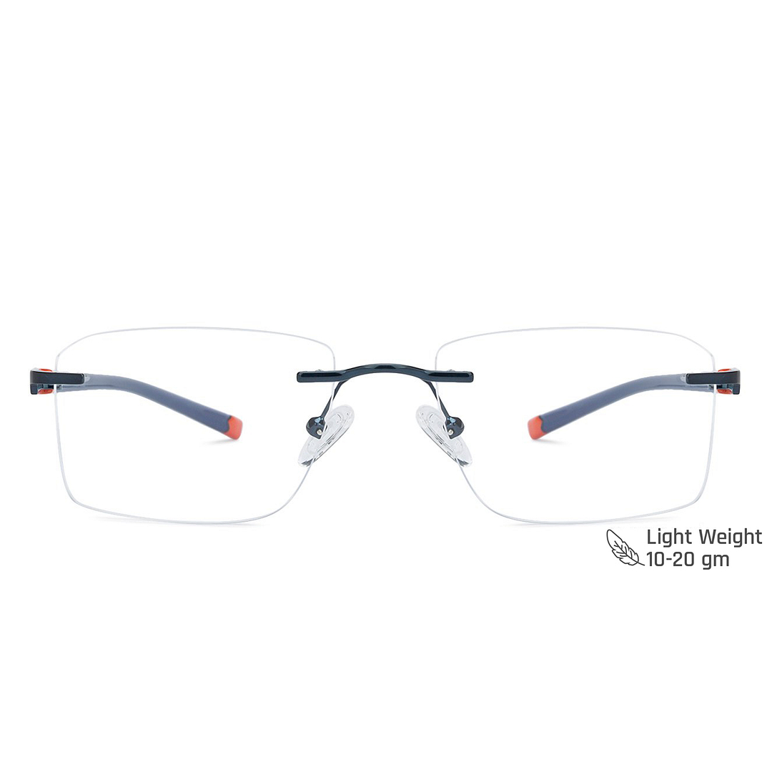 Lenskart Air Online Sky Blue Rimless Square left side