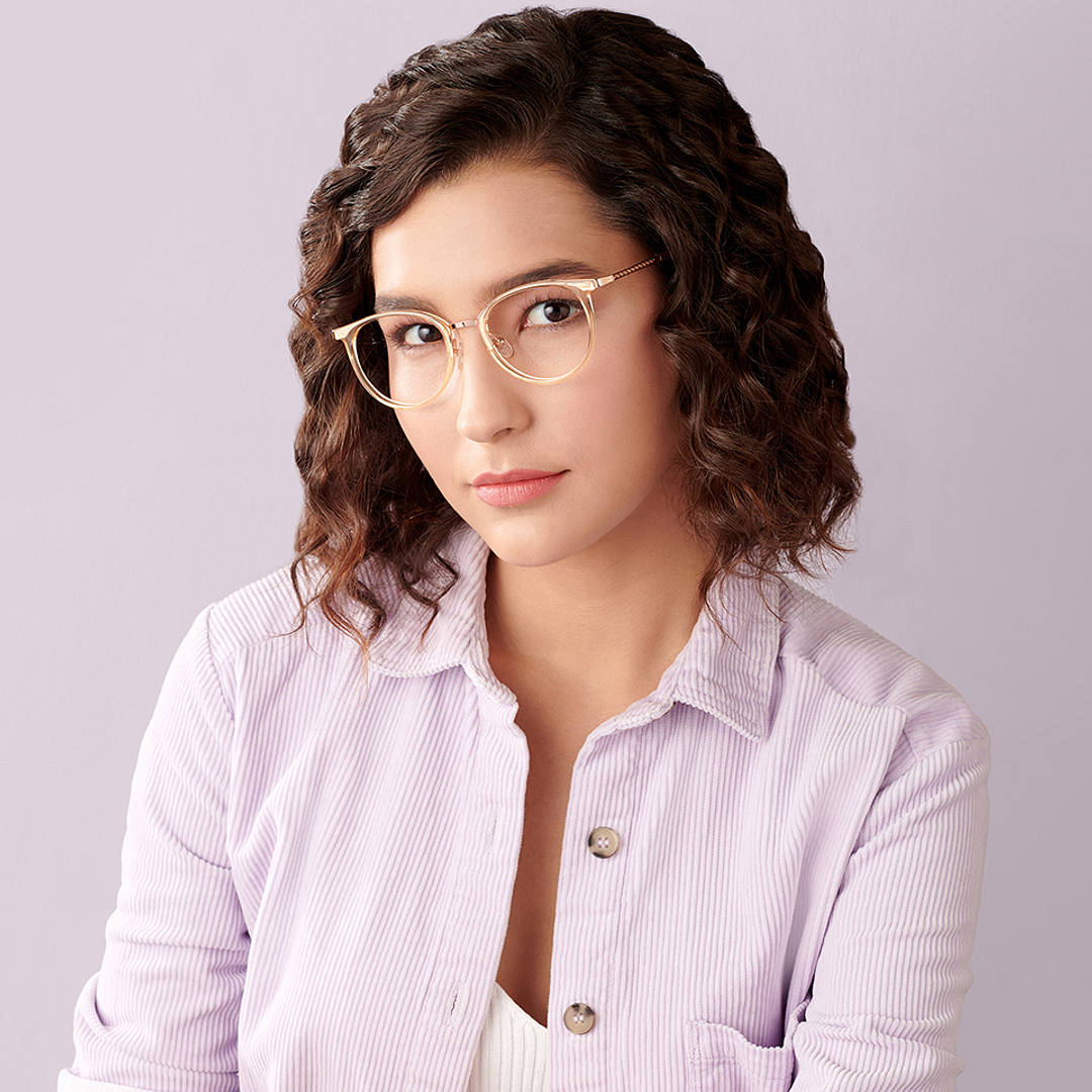 Lenskart Air Online Brown Transparent Full Rim Round left side