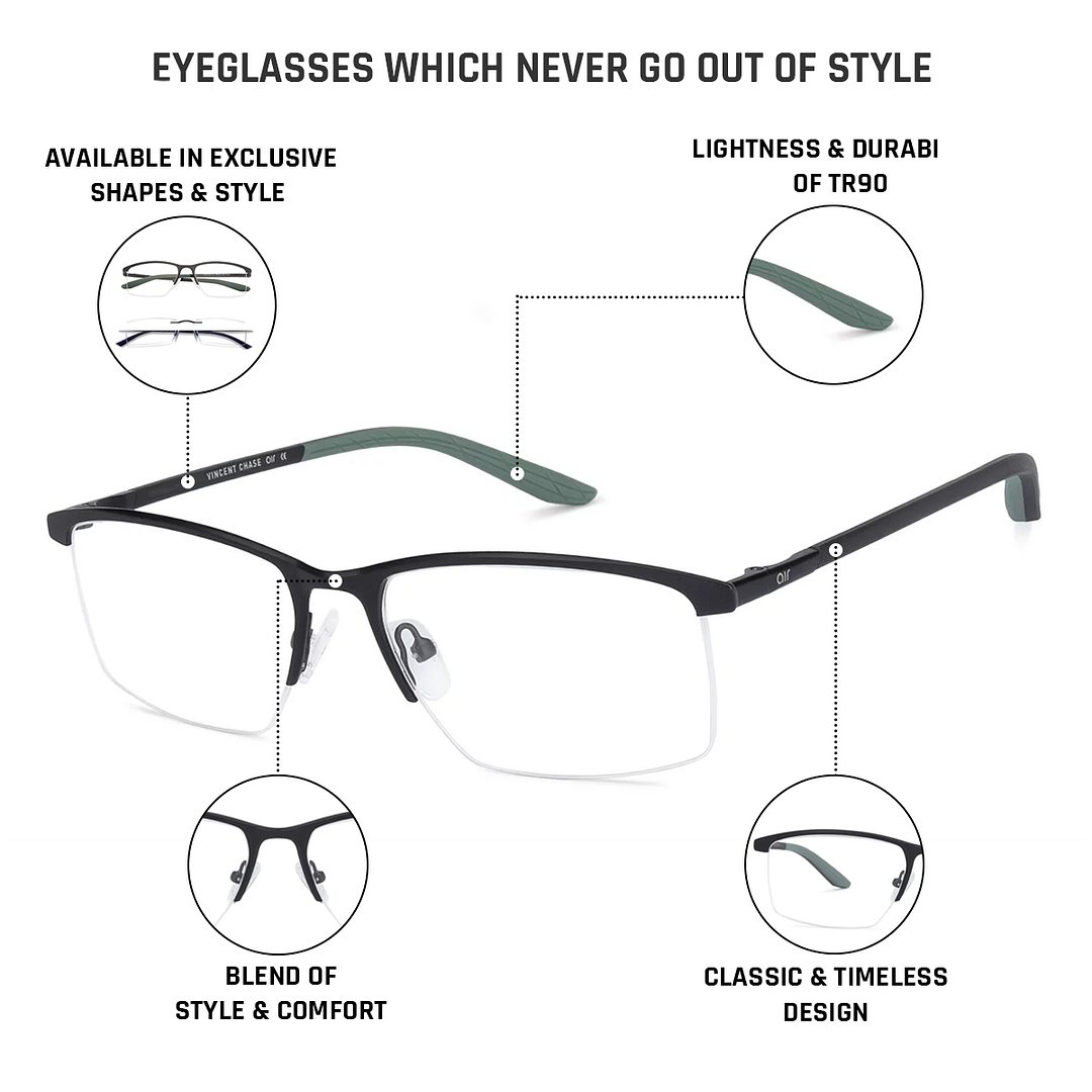 Lenskart Air Online Black Half Rim Rectangle left side