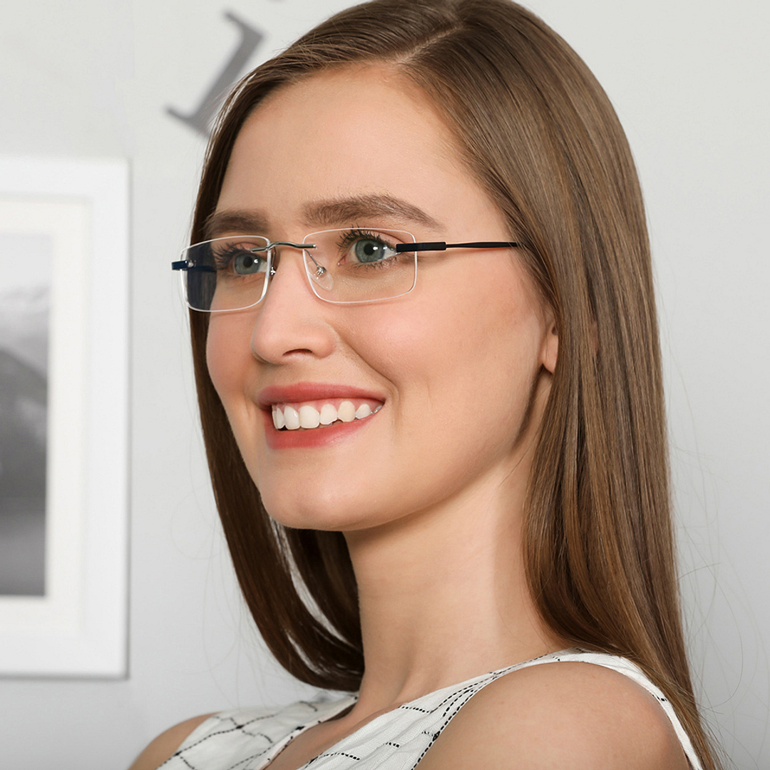 Vincent Chase Online Silver Rimless Rectangle left side