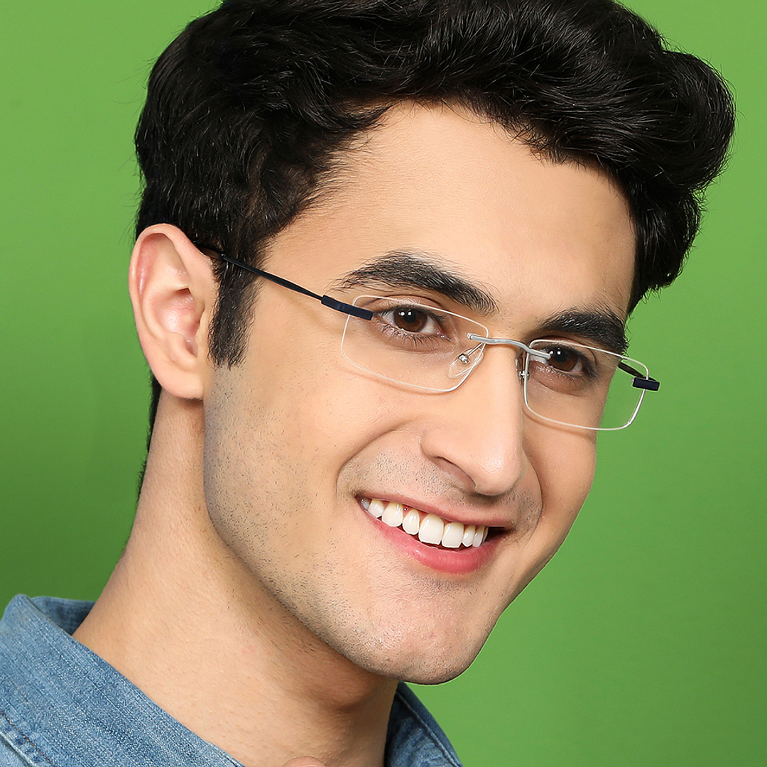 Vincent Chase Online Silver Rimless Rectangle left side