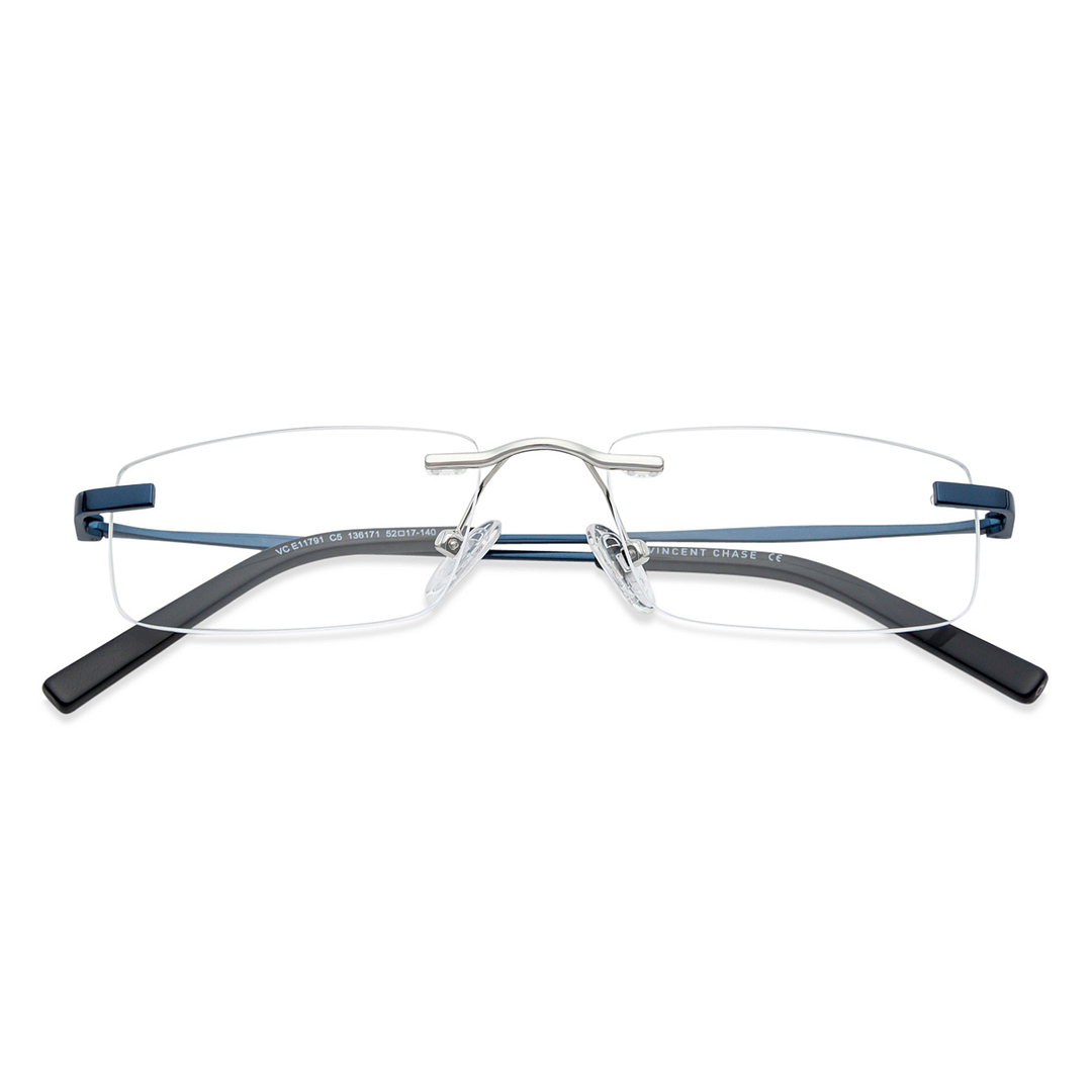 Vincent Chase Online Silver Rimless Rectangle left side