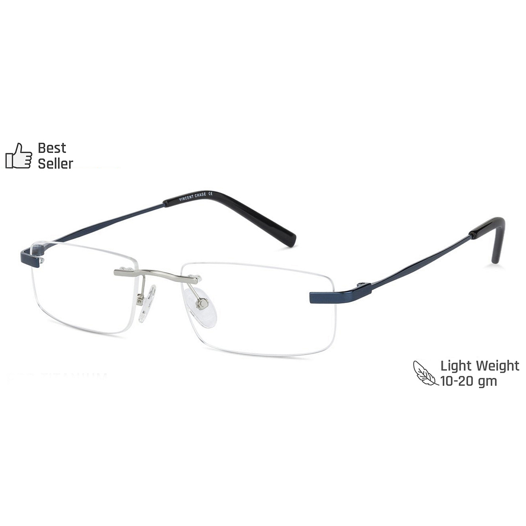 Vincent Chase Online Silver Rimless Rectangle right side