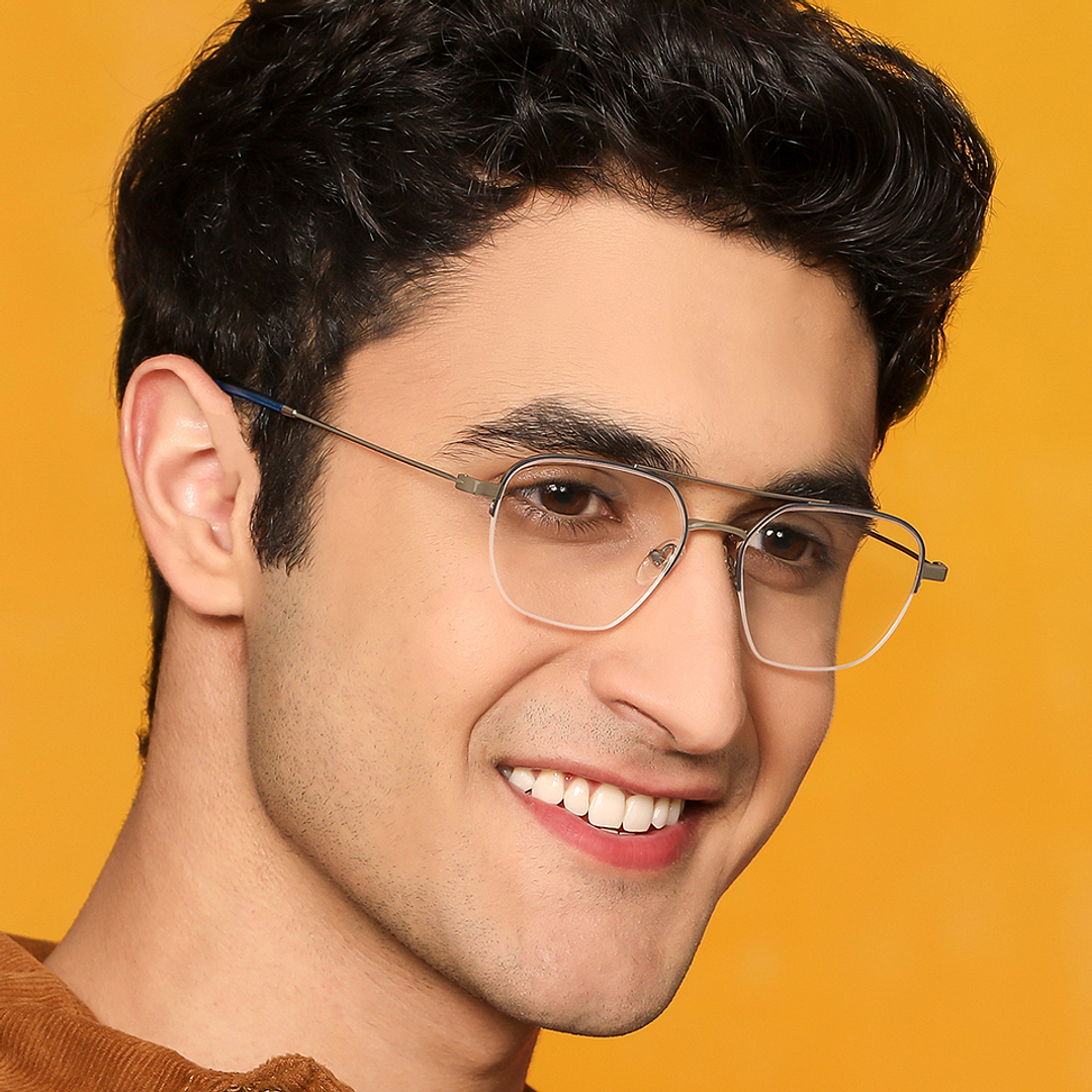 Vincent Chase Online Mid Gunmetal Half Rim Geometric left side