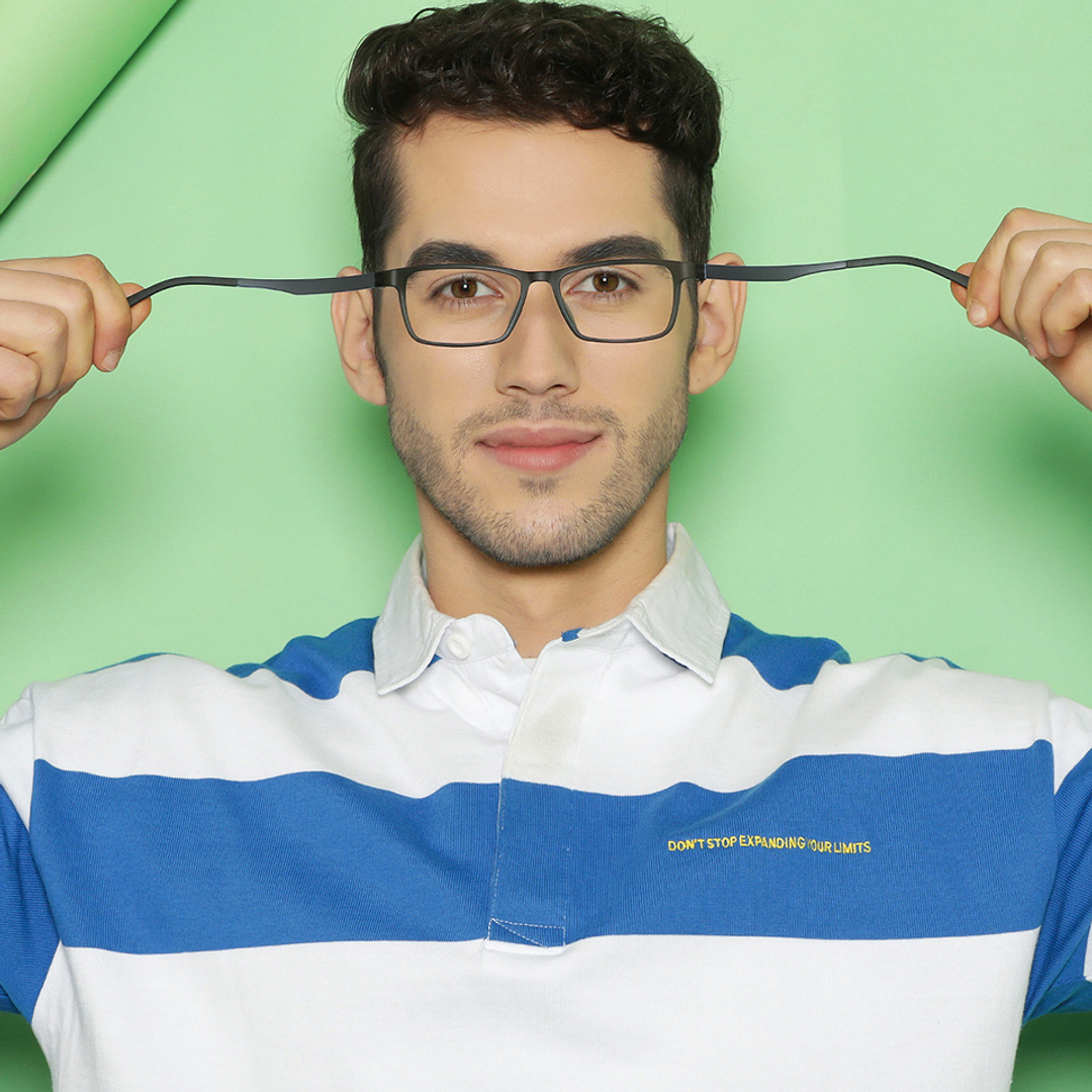 Lenskart Air Light Gray Full Rim Rectangle left side