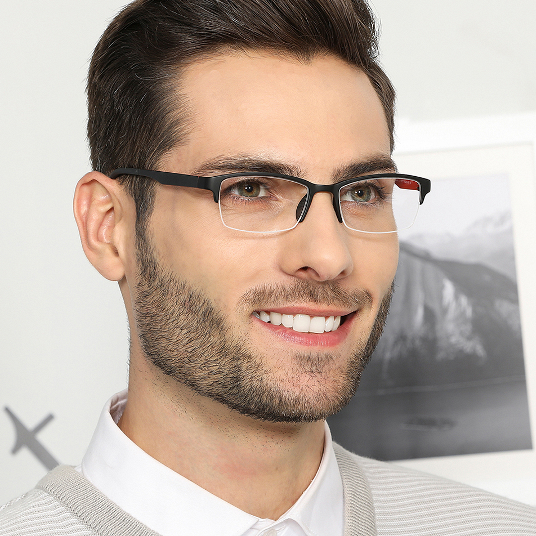 Lenskart Air Online Black Half Rim Rectangle left side