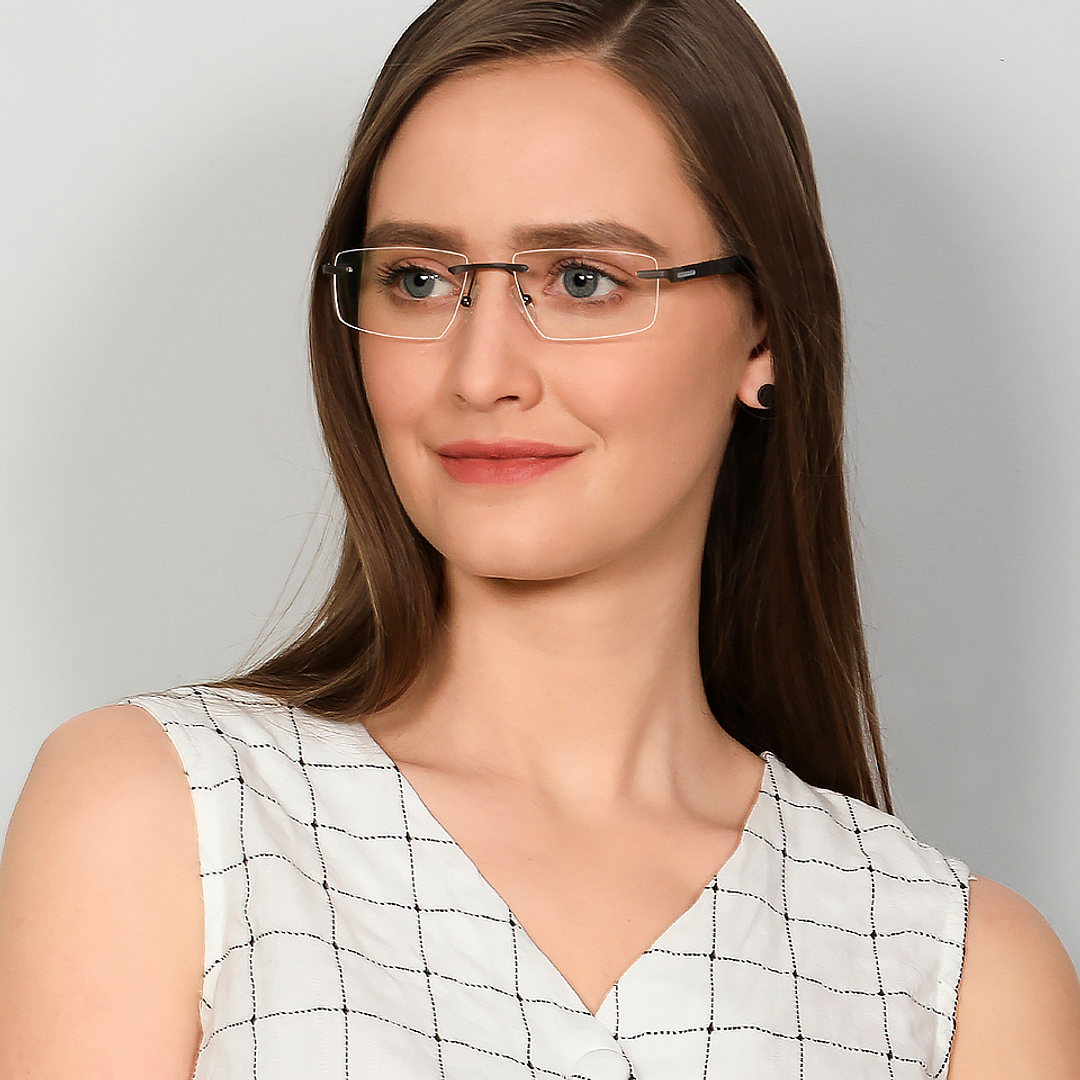 Lenskart Air Online Black Rimless Rectangle left side