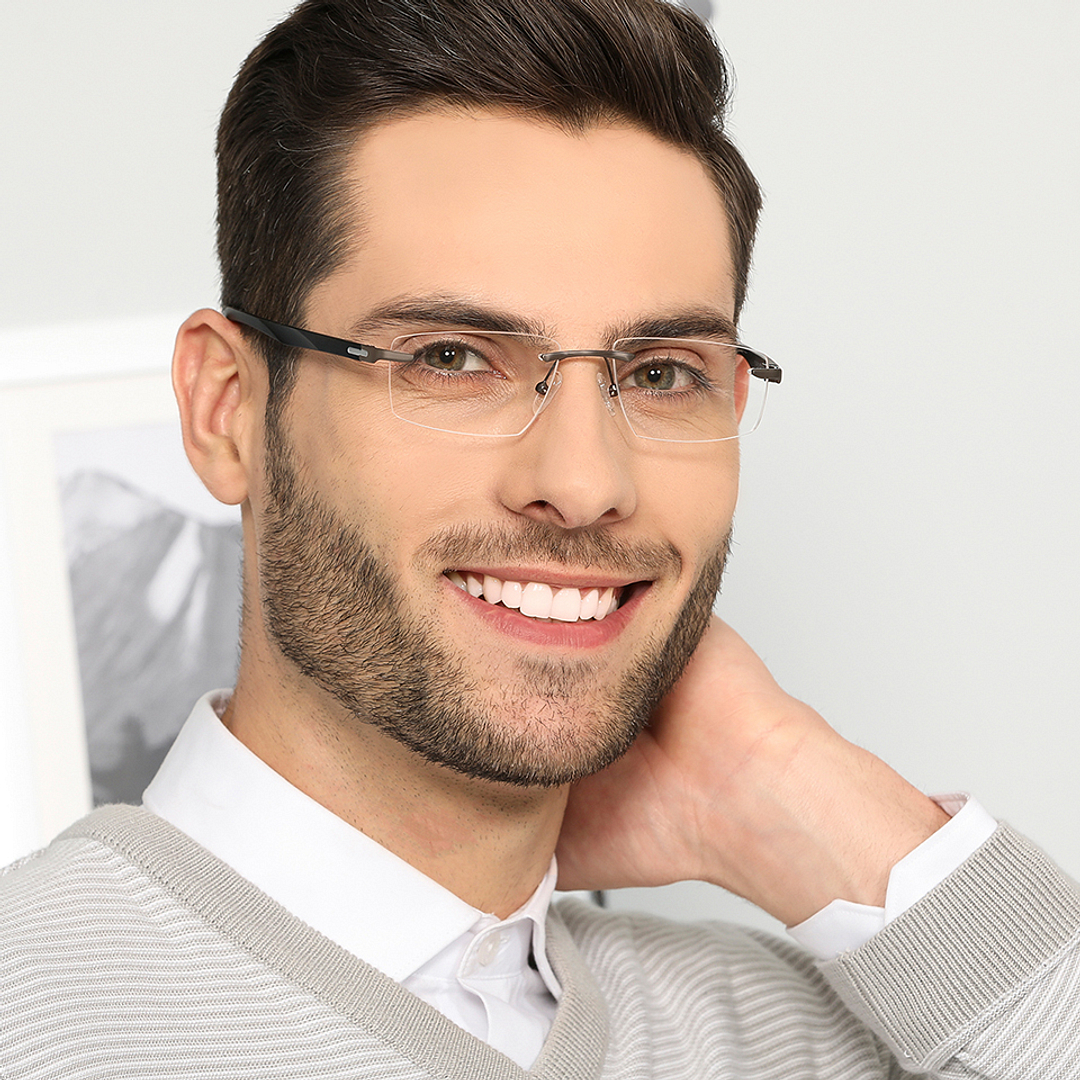 Lenskart Air Online Black Rimless Rectangle left side