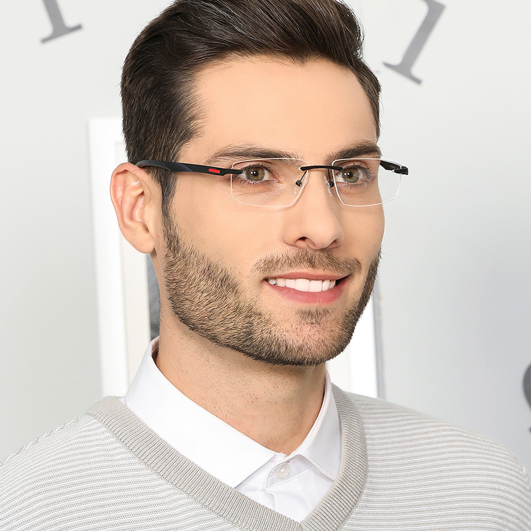 Lenskart Air Online Black Rimless Rectangle left side