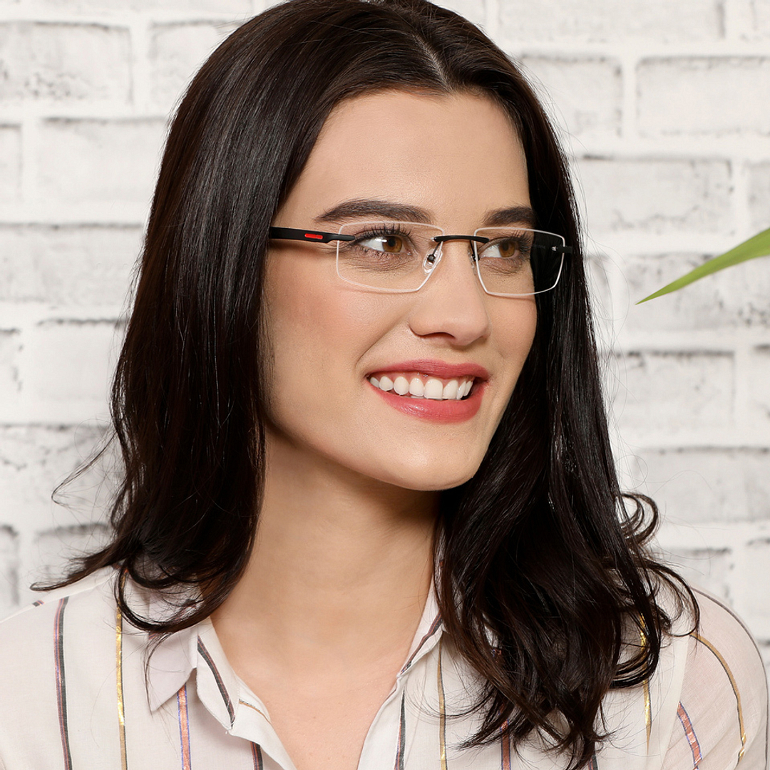 Lenskart Air Online Black Rimless Rectangle left side