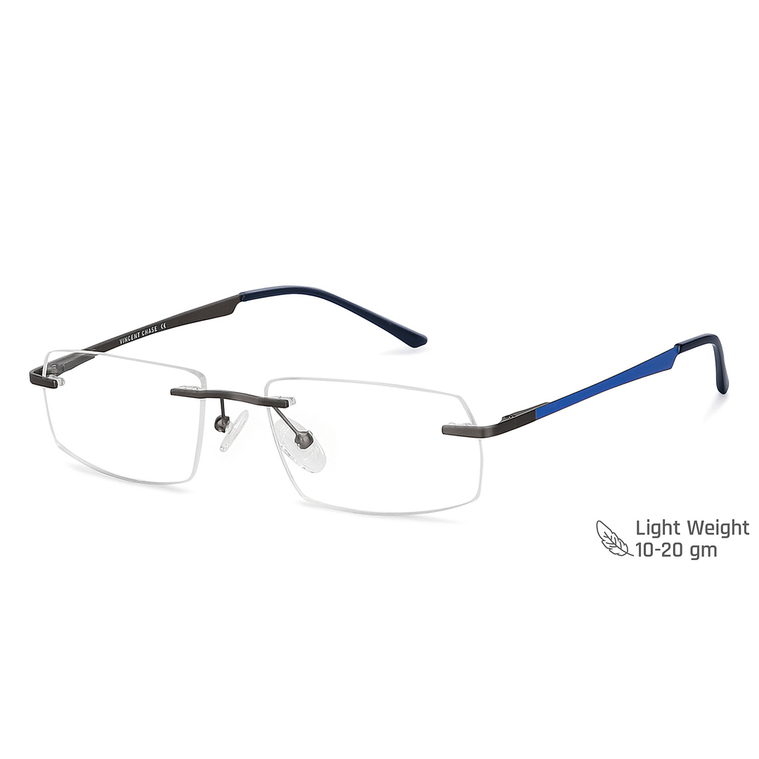 Vincent Chase Online Mid Gunmetal Rimless Rectangle right side