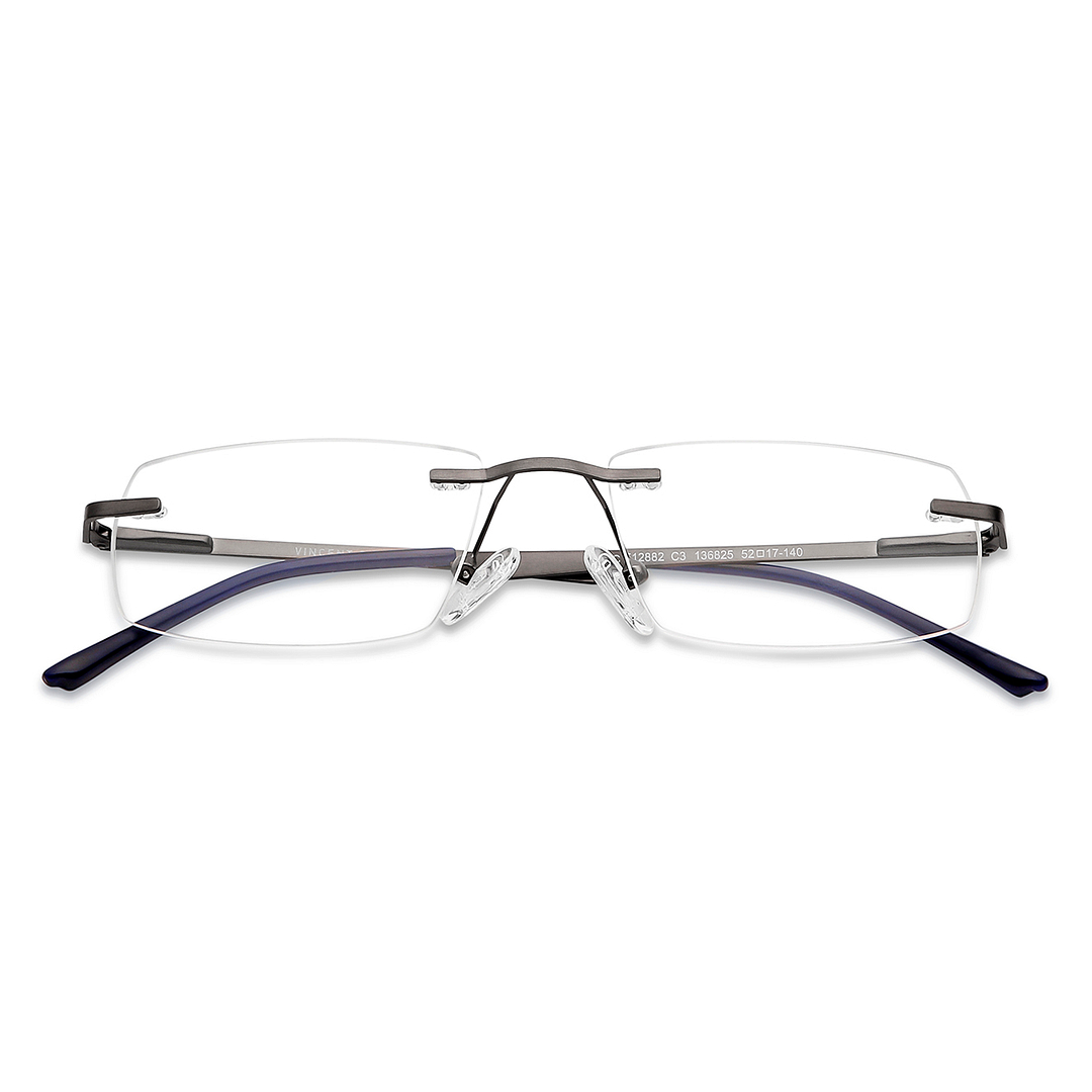 Vincent Chase Online Mid Gunmetal Rimless Rectangle left side
