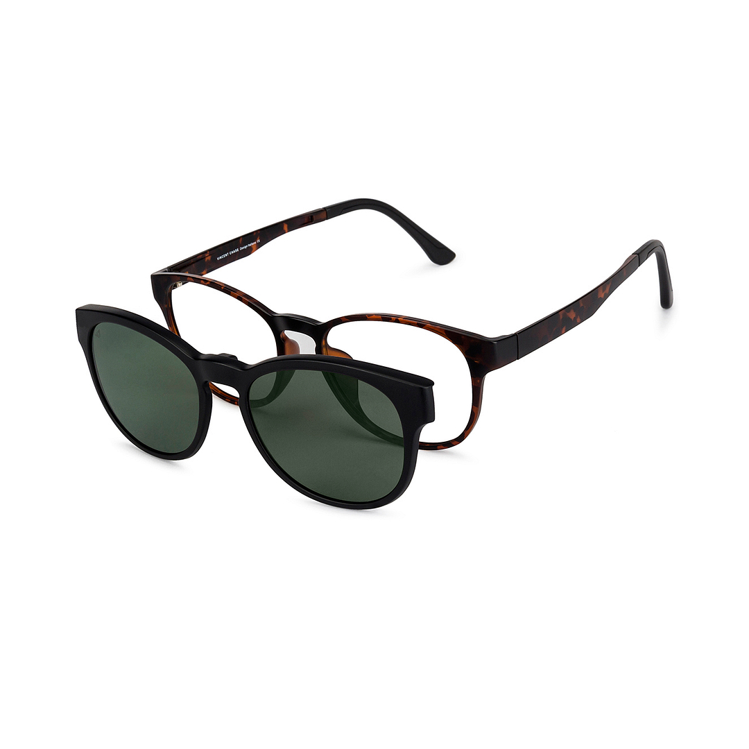 Matte Tortoise Black Green Full Rim Round Vincent Chase VC E12984