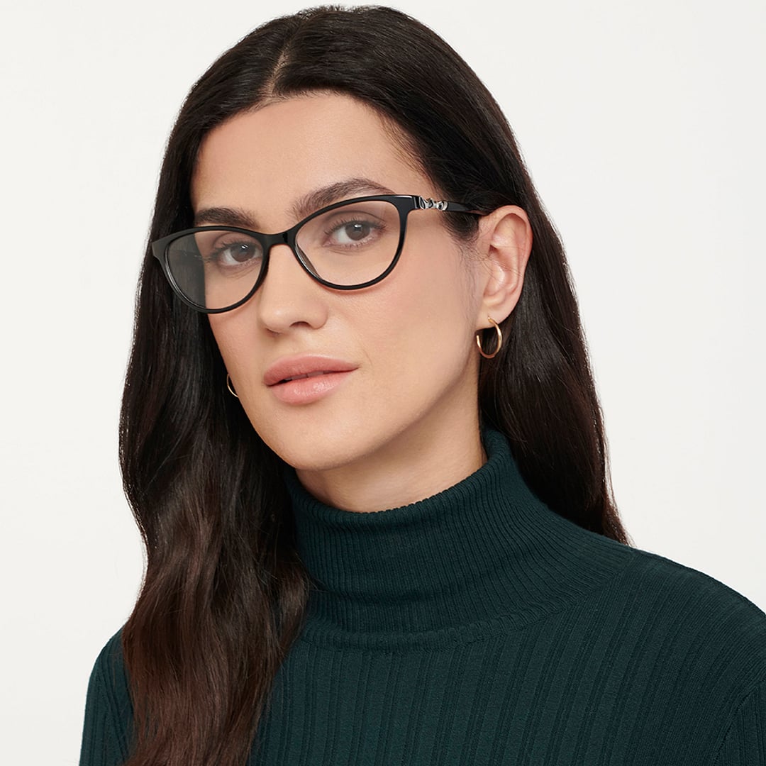 Vincent Chase Black Full Rim Cat Eye left side