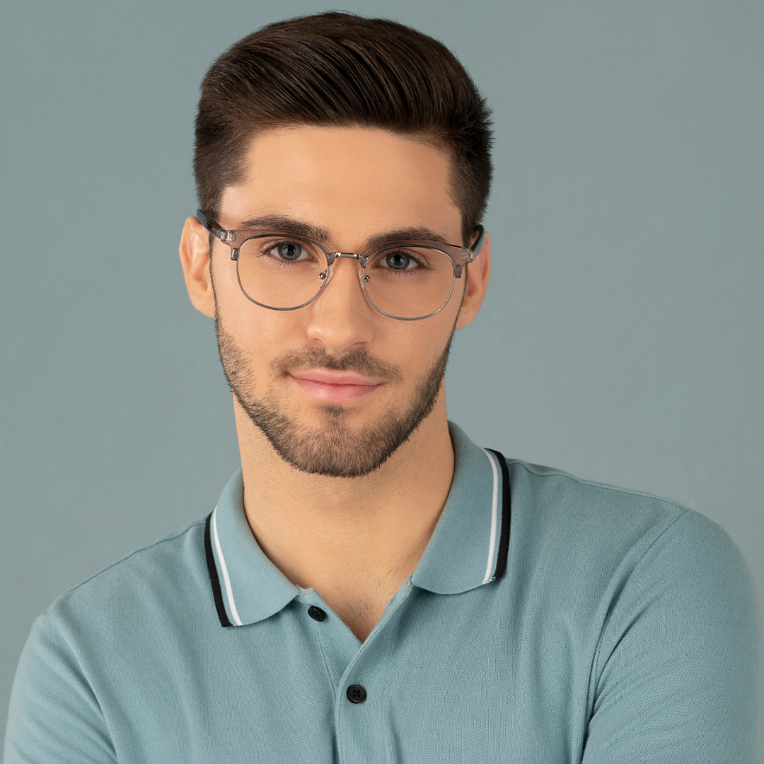 Vincent Chase Light Gray Full Rim Round left side