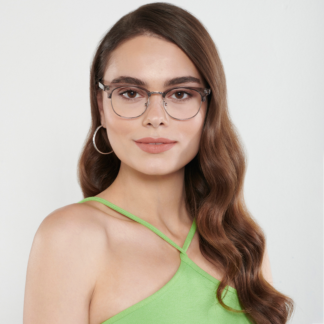 Vincent Chase Gray Transparent Full Rim Round left side