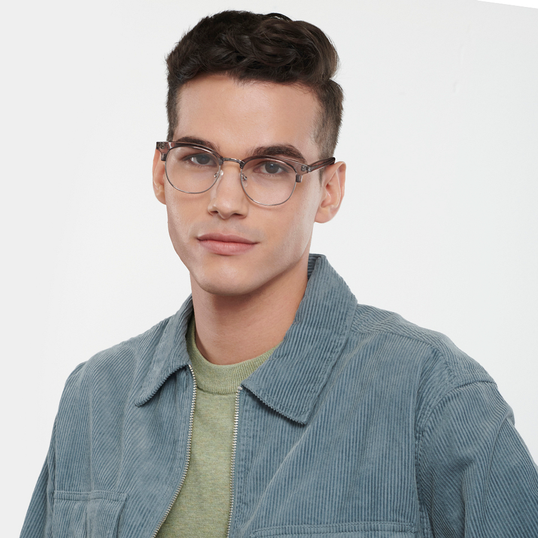 Vincent Chase Gray Transparent Full Rim Round right side