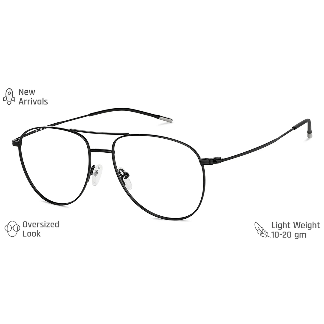 Vincent Chase Black Full Rim Aviator left side