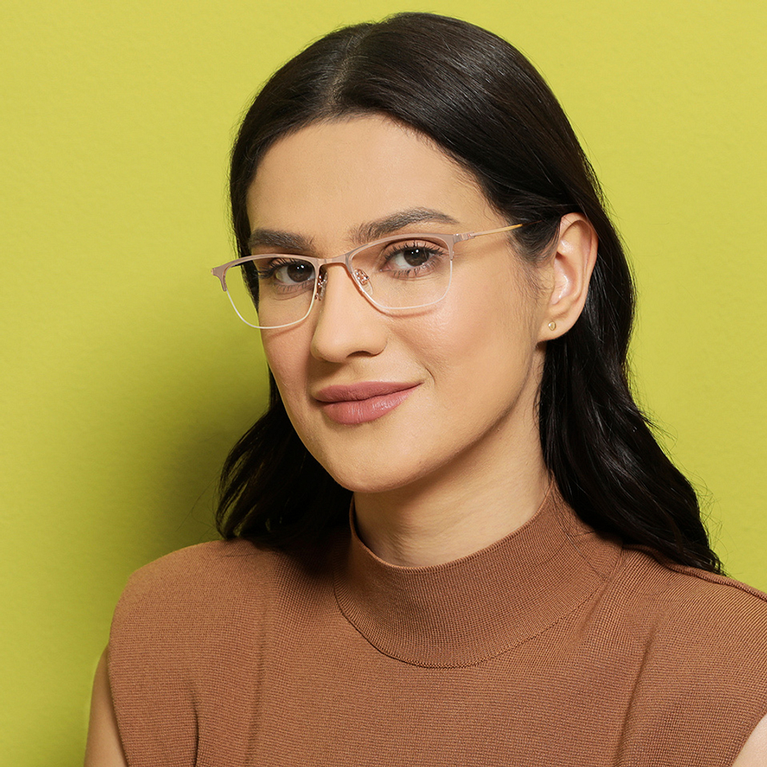 Vincent Chase Online Gold Half Rim Cat Eye left side