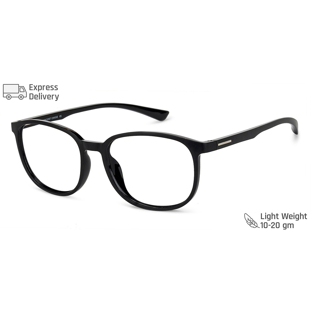 Lenskart BLU Screen Glasses Blue Block Zero Power Screen Glasses: Black Full Rim Round Lenskart Blu VC E13093-C1 right side