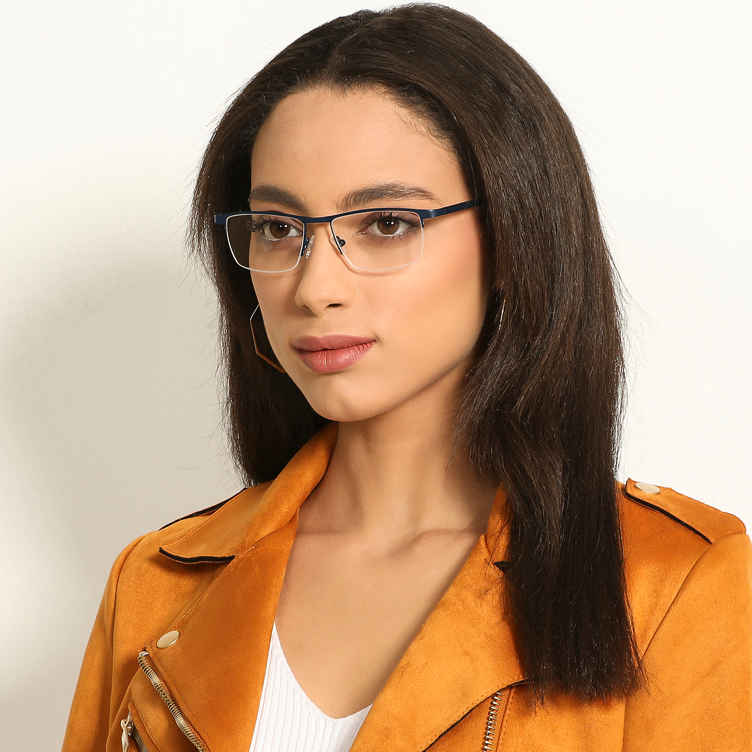 Vincent Chase Sky Blue Half Rim Rectangle left side