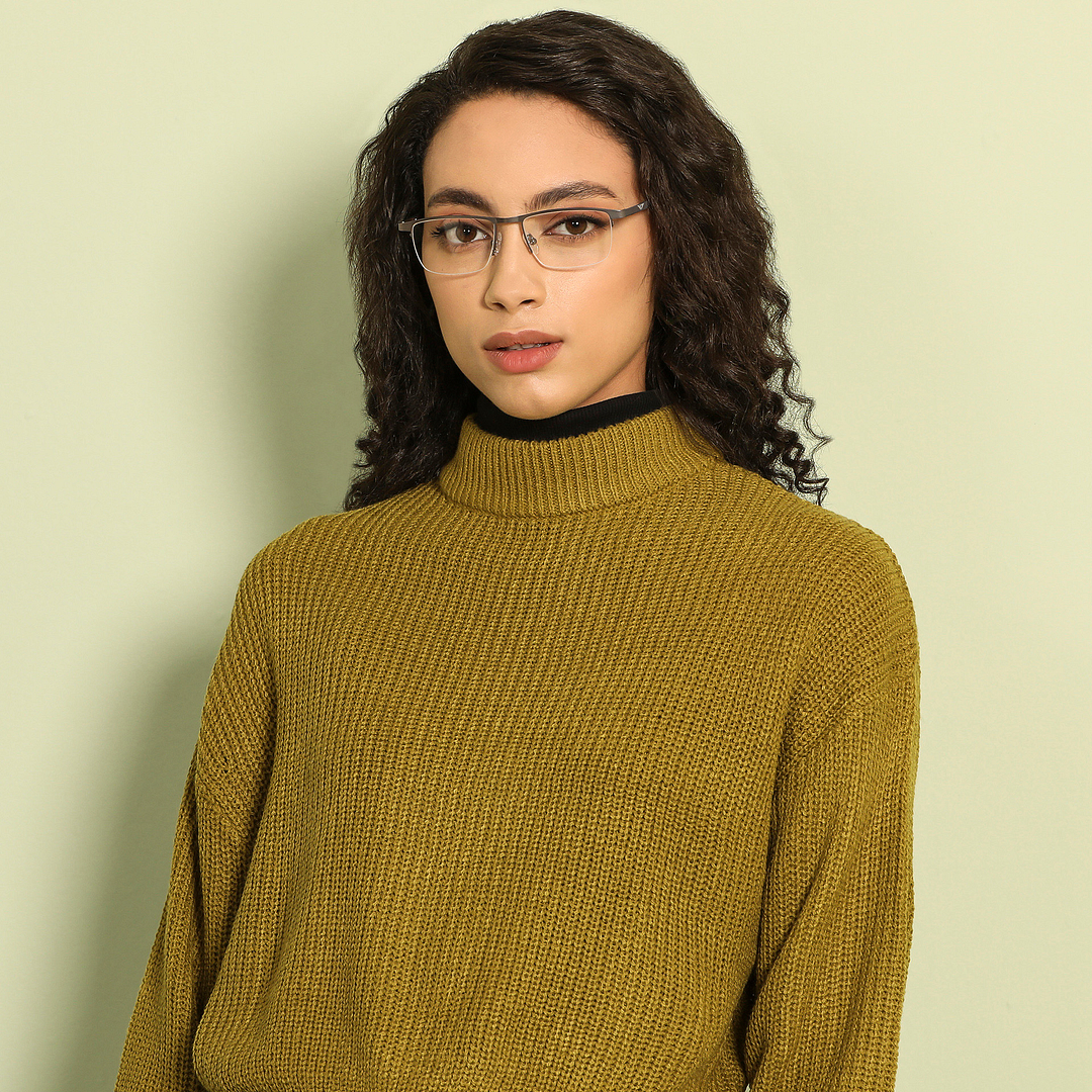 Vincent Chase Mid Gunmetal Half Rim Rectangle left side