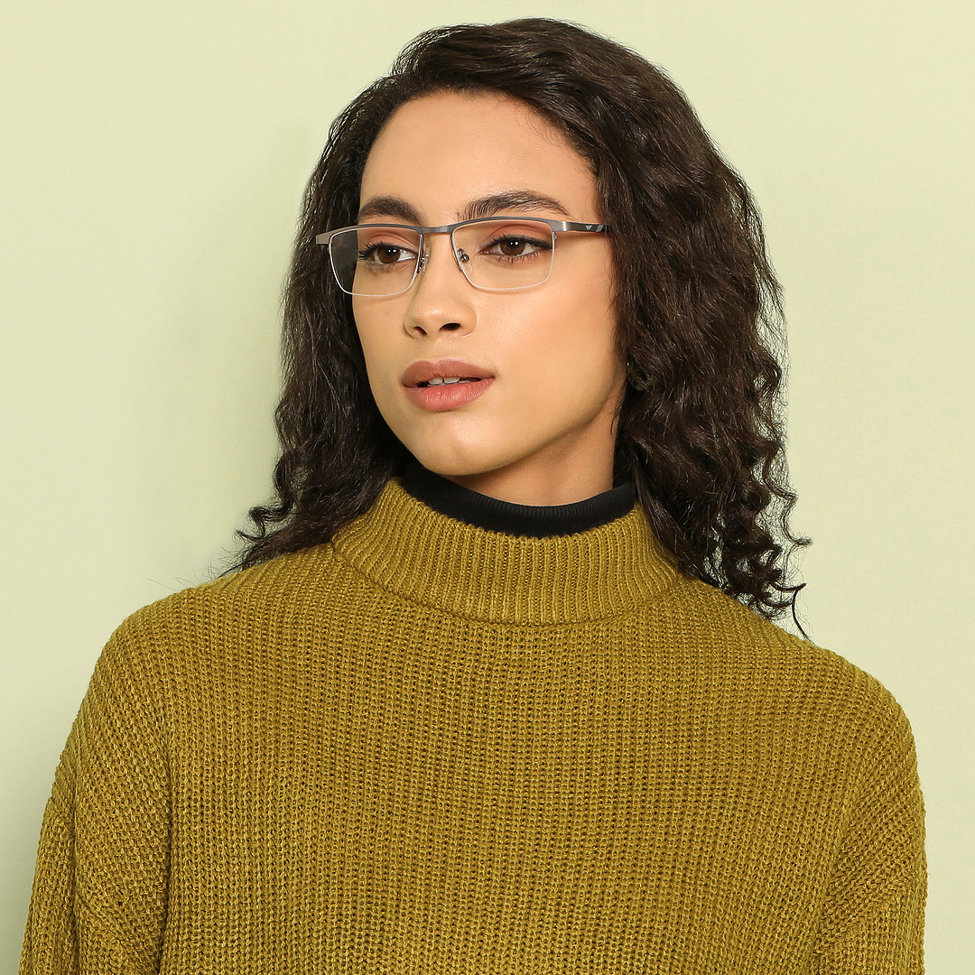 Vincent Chase Mid Gunmetal Half Rim Rectangle right side