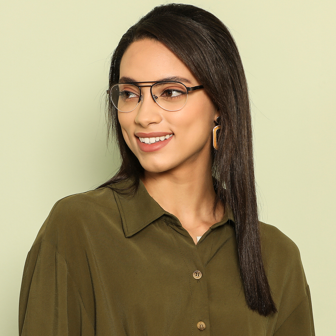 Vincent Chase Online Light Brown Half Rim Aviator left side