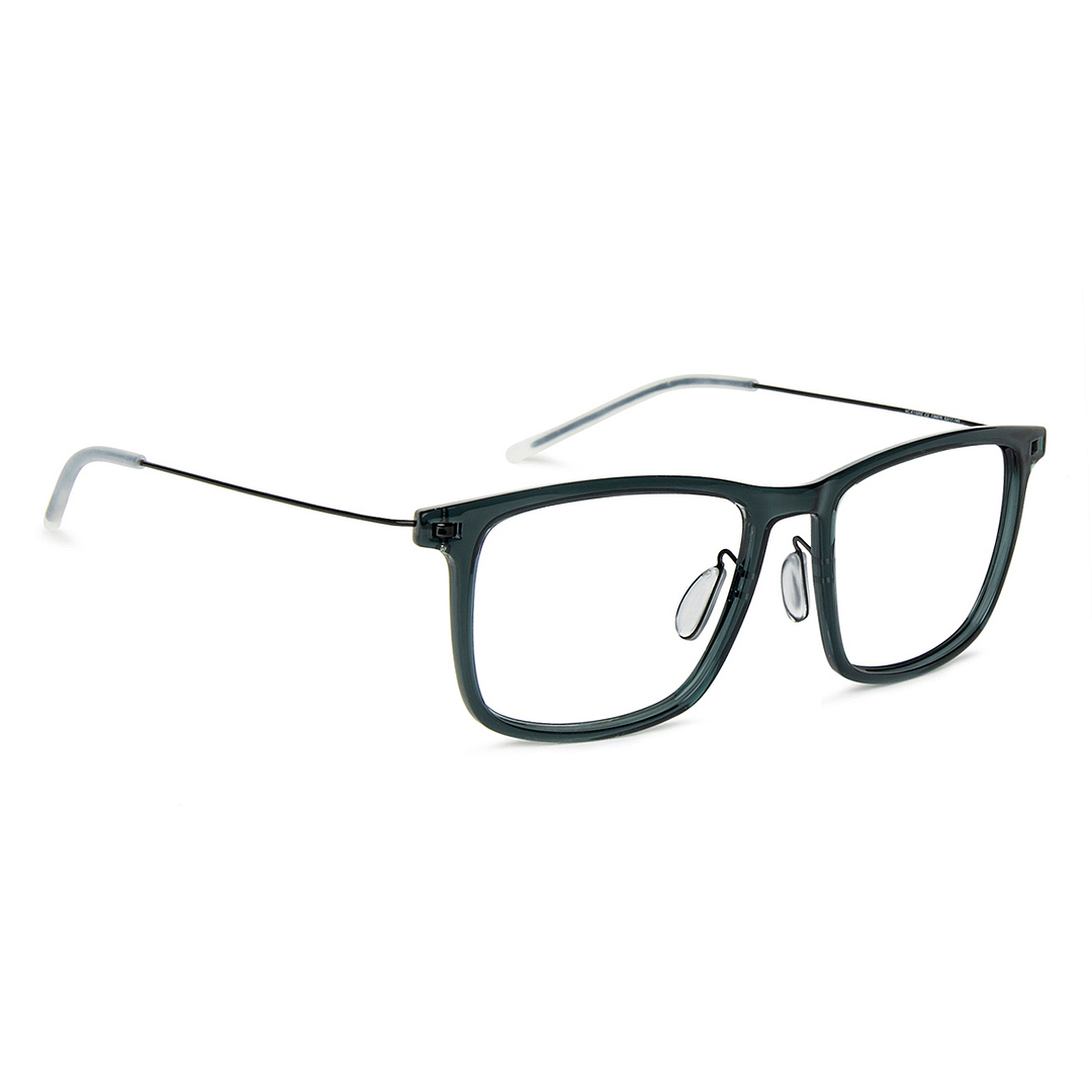 Lenskart BLU Screen Glasses Blue Block Zero Power Screen Glasses: Green Black White Full Rim Square Lenskart Blu VC E13202-C2 left side