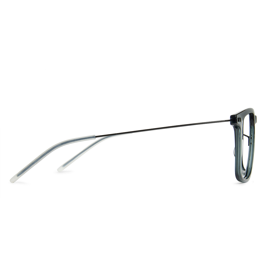 Lenskart BLU Screen Glasses Blue Block Zero Power Screen Glasses: Green Black White Full Rim Square Lenskart Blu VC E13202-C2 right side