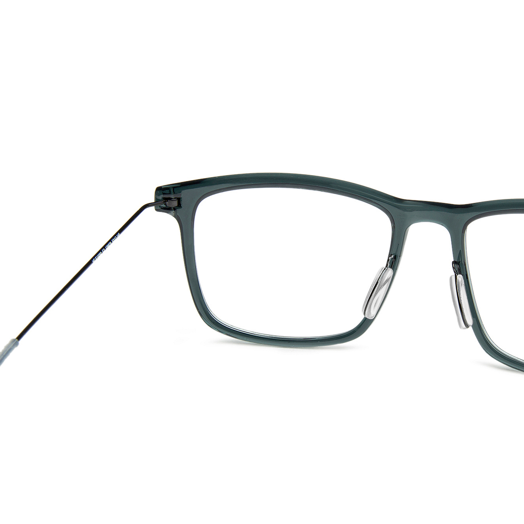 Lenskart BLU Screen Glasses Blue Block Zero Power Screen Glasses: Green Black White Full Rim Square Lenskart Blu VC E13202-C2 left side