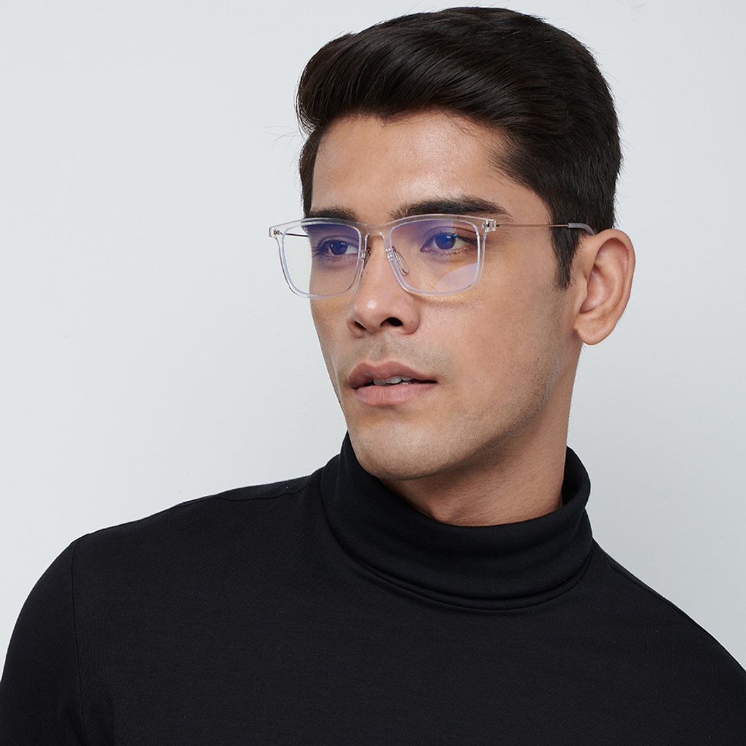 Lenskart BLU Screen Glasses Blue Block Zero Power Screen Glasses: Transparent Brown Full Rim Square Lenskart Blu LB E13533-C3 right side