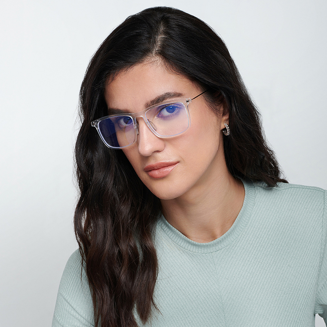 Lenskart BLU Screen Glasses Blue Block Zero Power Screen Glasses: Transparent Brown Full Rim Square Lenskart Blu LB E13533-C3 right side