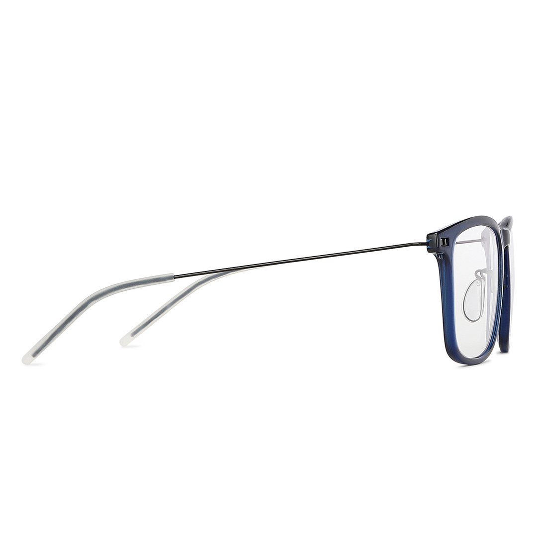 Lenskart BLU Screen Glasses Blue Block Zero Power Screen Glasses: Blue Transparent Black White Full Rim Round Lenskart BLU LB E13533-C2 left side