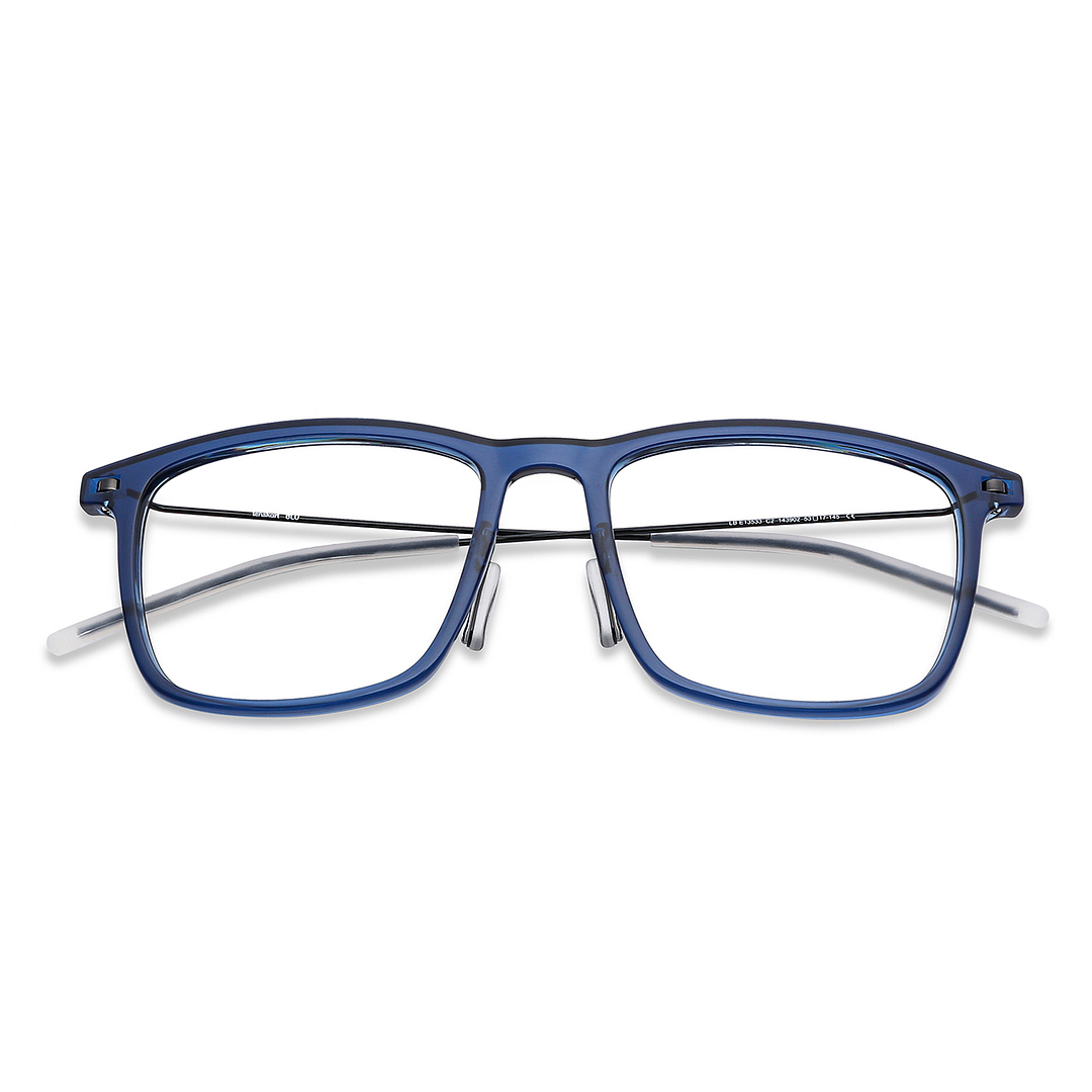 Lenskart BLU Screen Glasses Blue Block Zero Power Screen Glasses: Blue Transparent Black White Full Rim Round Lenskart BLU LB E13533-C2 left side