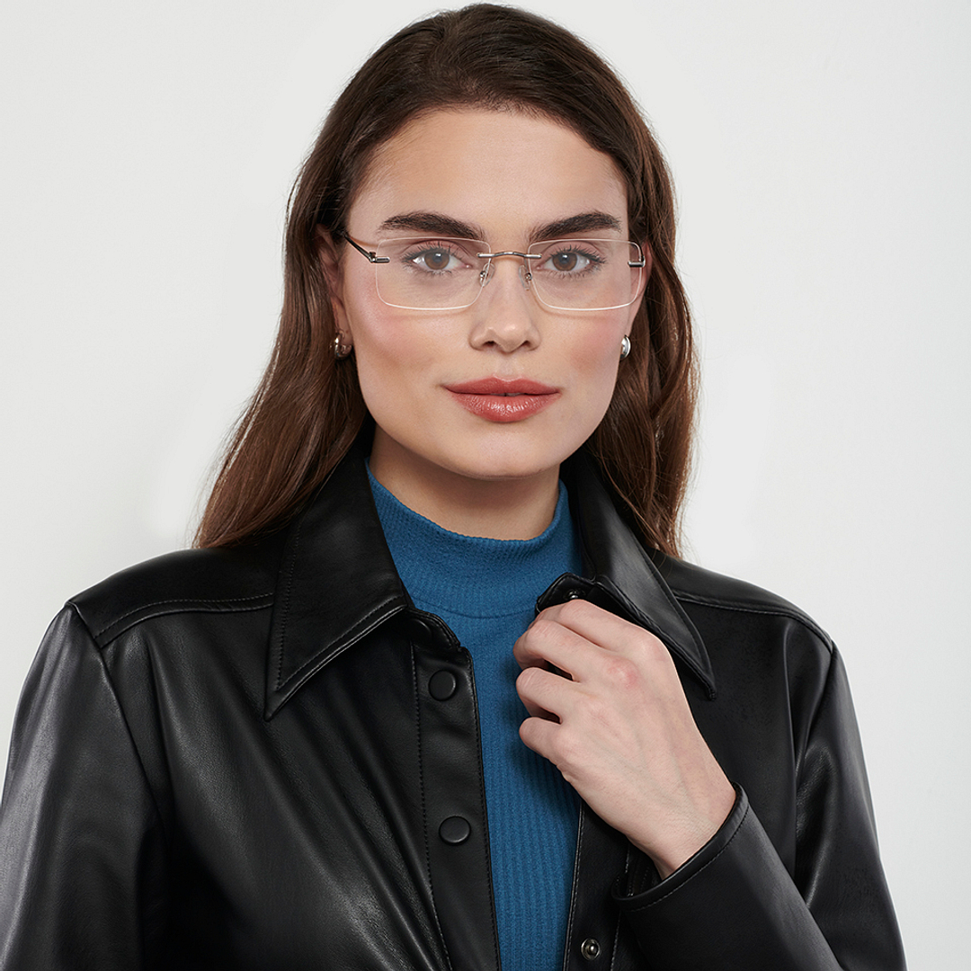 Vincent Chase Online Mid Gunmetal Rimless Rectangle right side