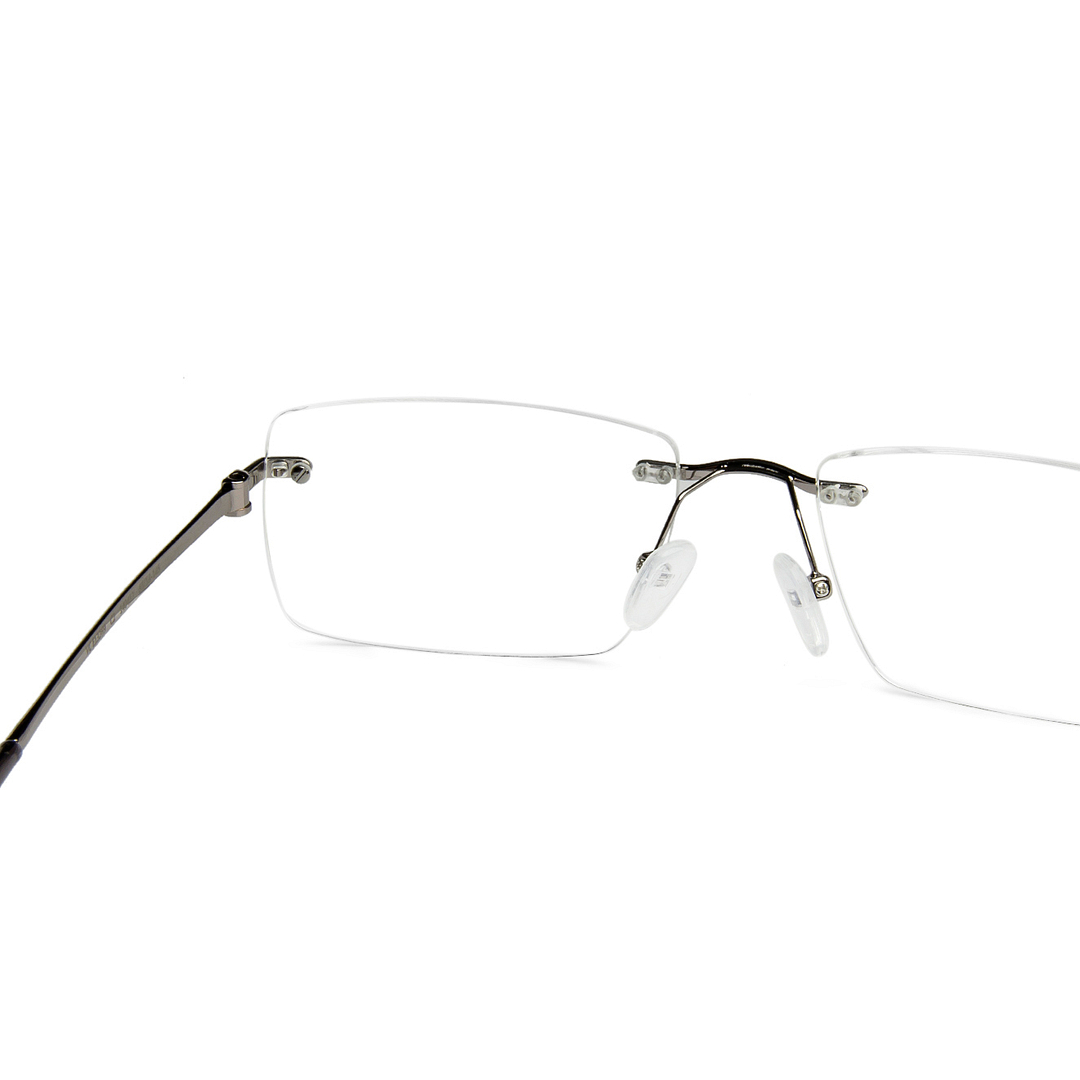Vincent Chase Online Mid Gunmetal Rimless Rectangle left side