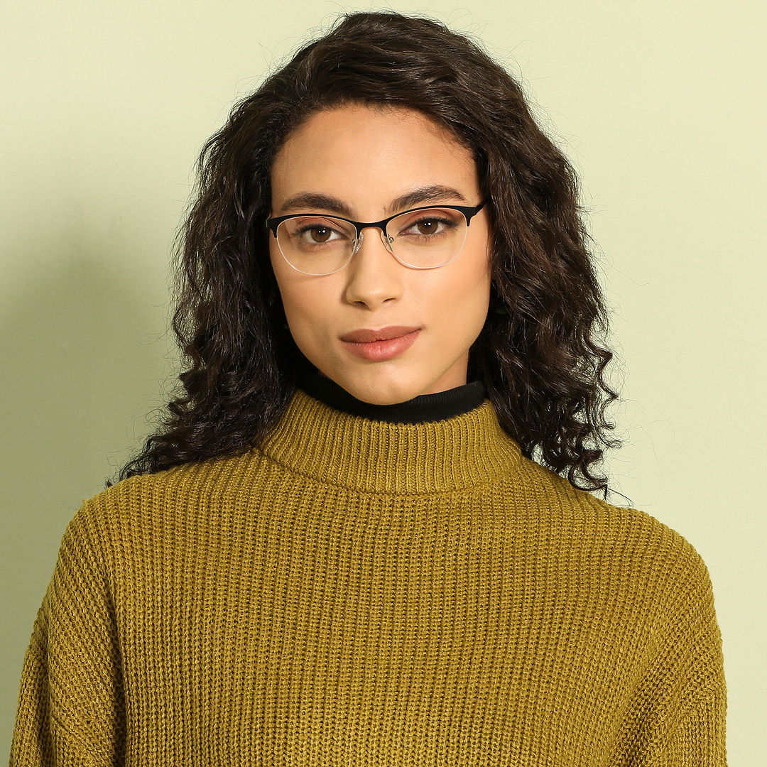 Vincent Chase Online Black Half Rim Cat Eye right side