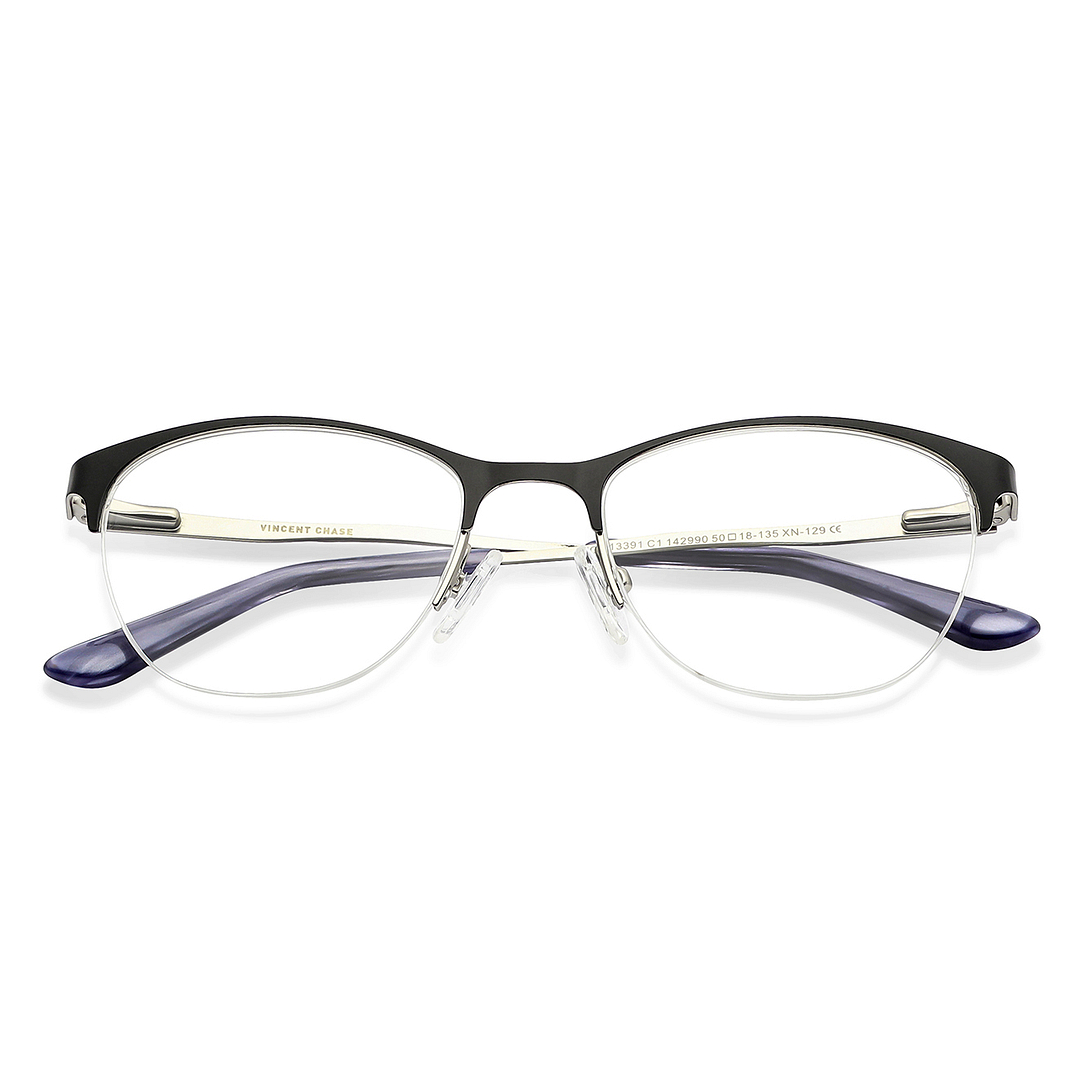 Vincent Chase Online Black Half Rim Cat Eye left side