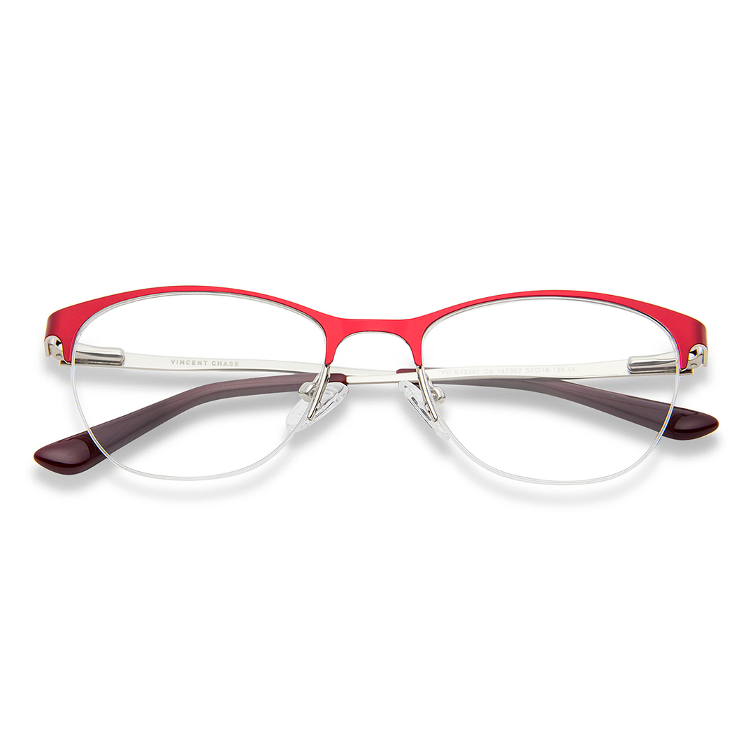Vincent Chase Online Red Half Rim Cat Eye left side